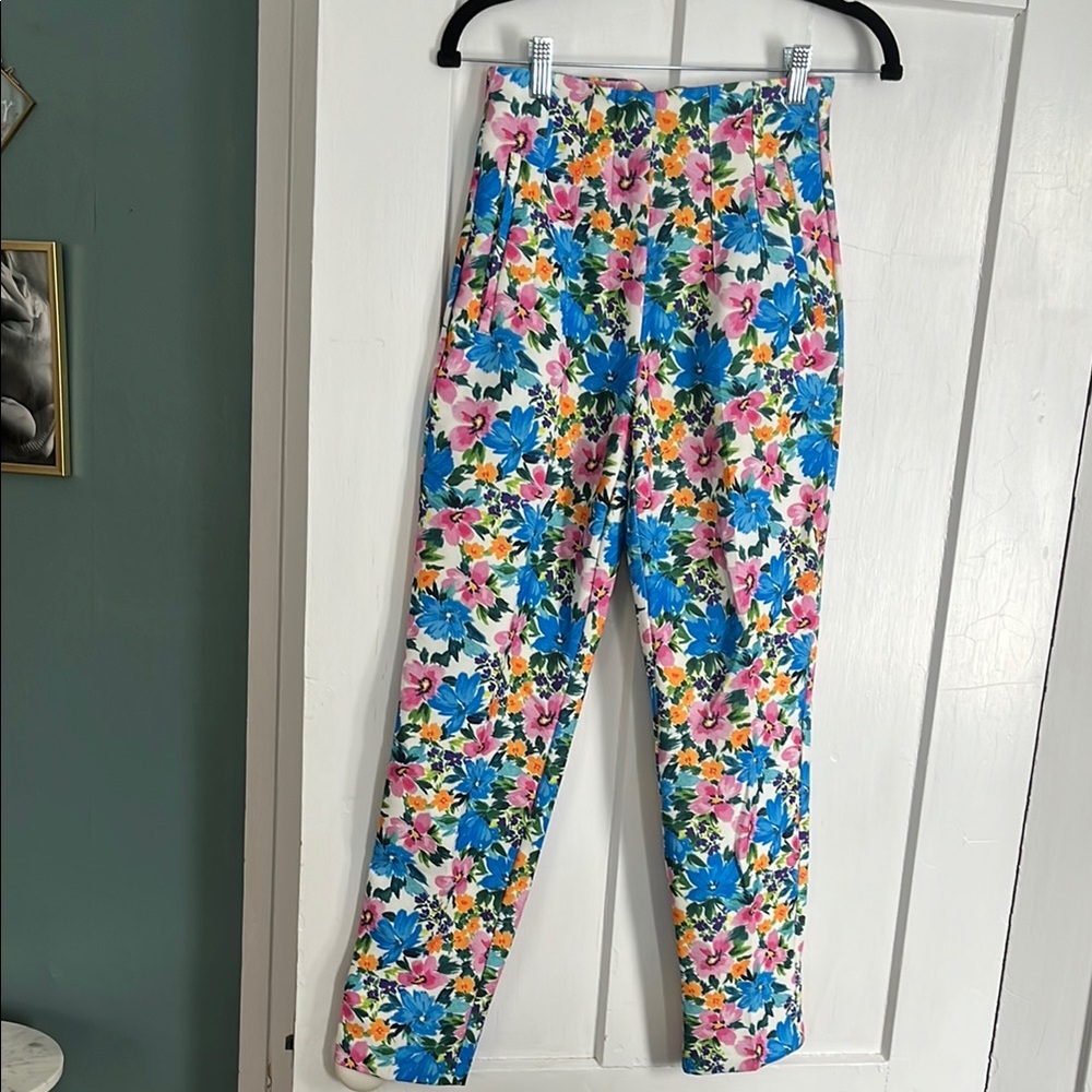 Floral High-Waisted Pants